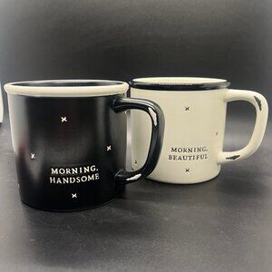 Hearth & Hand Morning Handsome and Beautiful Mug Set - Black and White